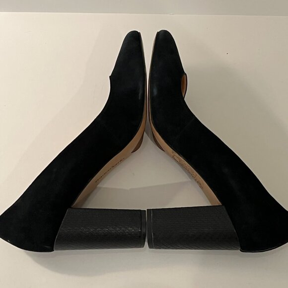 Franco Sarto Ingall Snake Embossed Block Heels Suede Black Pumps Women's 12M - Picture 10 of 13
